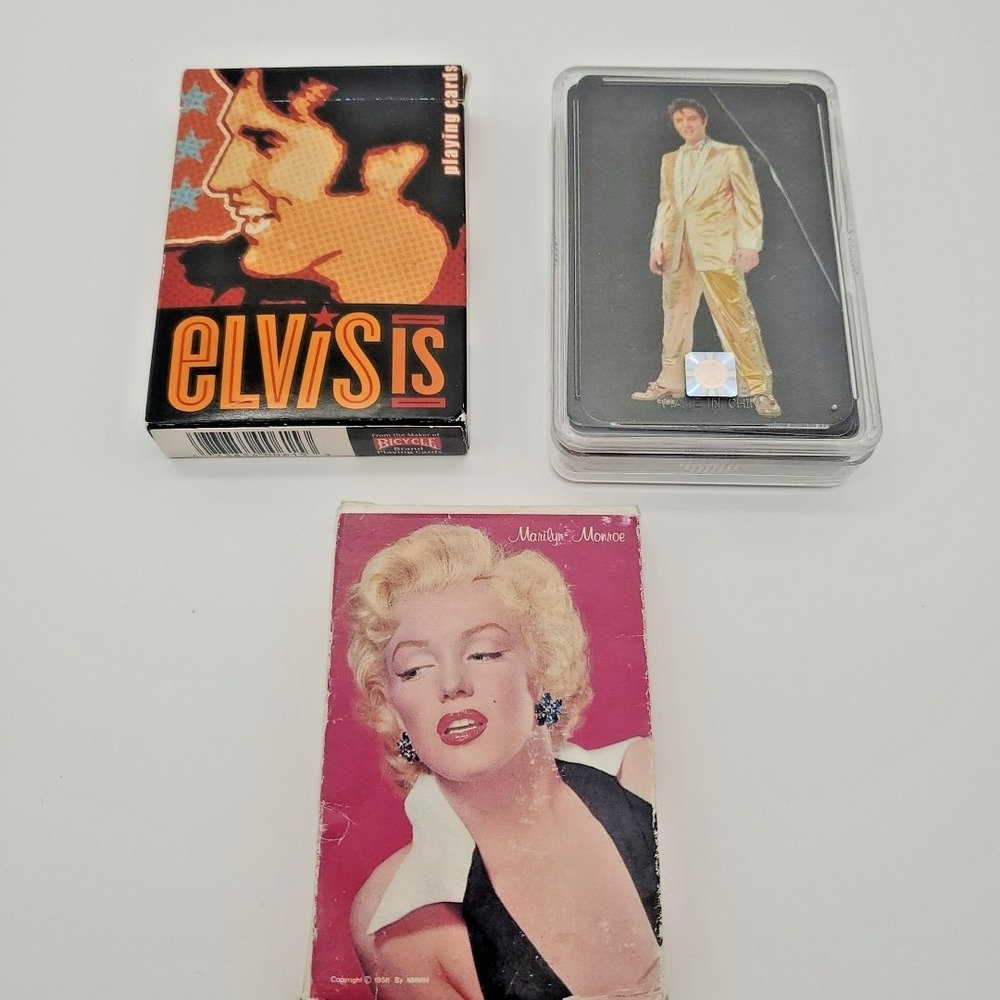 Marilyn Monroe Deck of Playing Cards 1956 Souvenir‎ Elvis Presley Lot of 3 decks